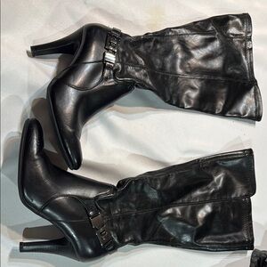 Dana Buchman Black Heeled Boots with Glossy Finish